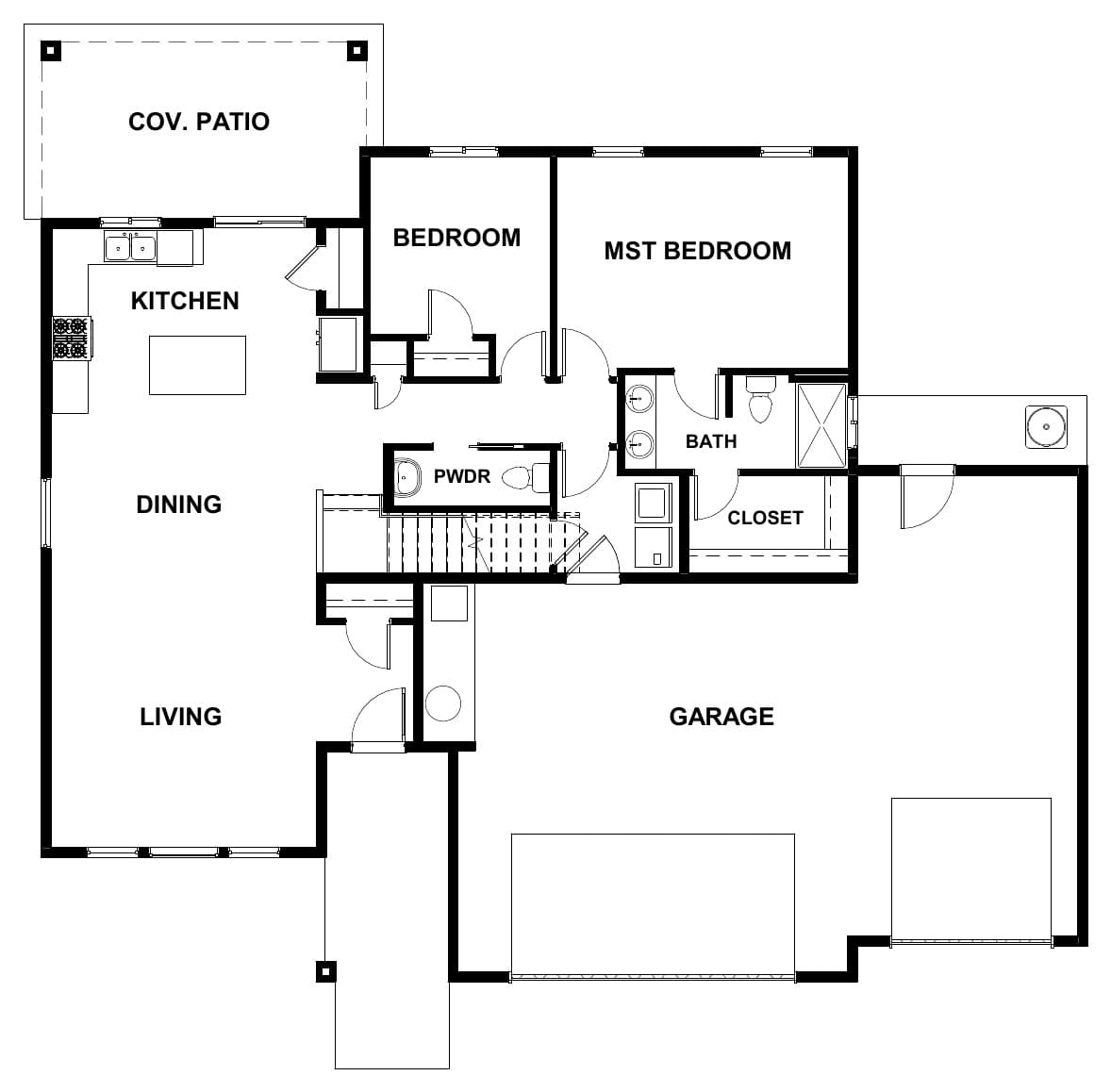 The Cedar main level floor plan