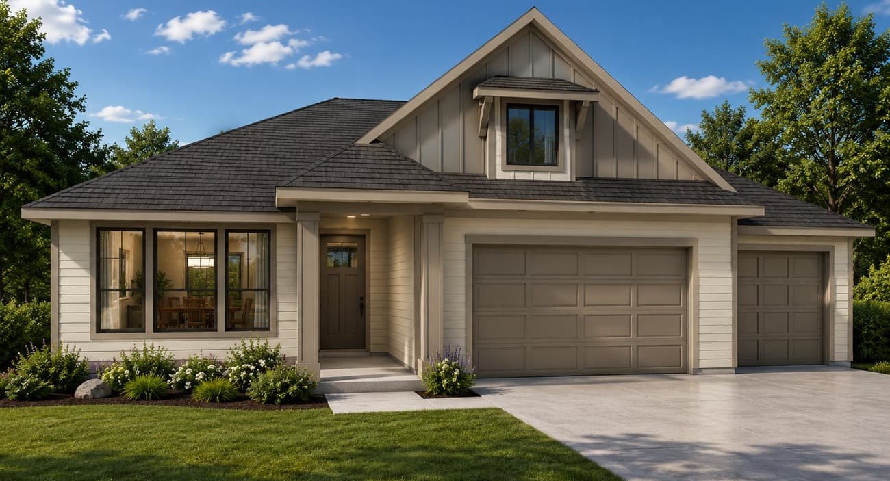 The Cedar, hip elevation, new home in Homedale, Idaho